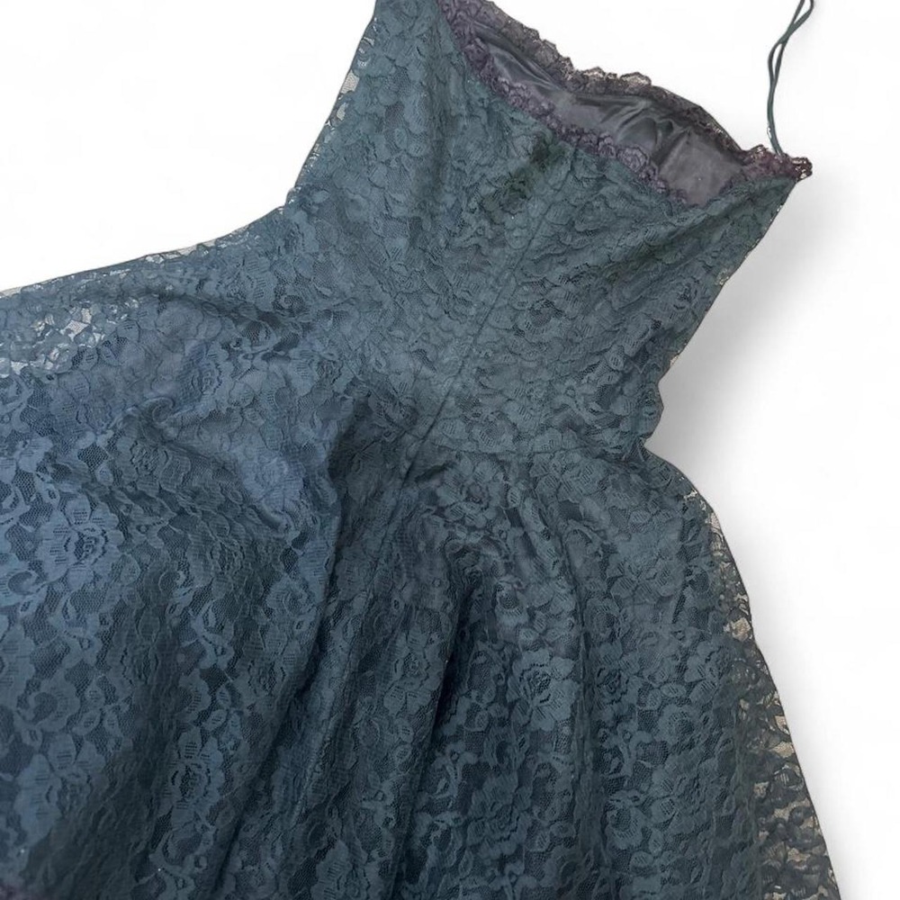 Vintage 1980's Janet Russo adorable black lace sweetheart dress - Picture 7 of 8